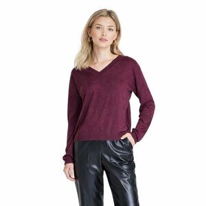 A New Day size XS  V-neck long-sleeve sweater, Burgundy NEW